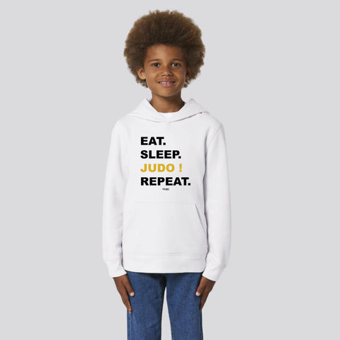 SWEAT SHIRT CAPUCHE KIDS - EAT SLEEP JUDO REPEAT Tunetoo