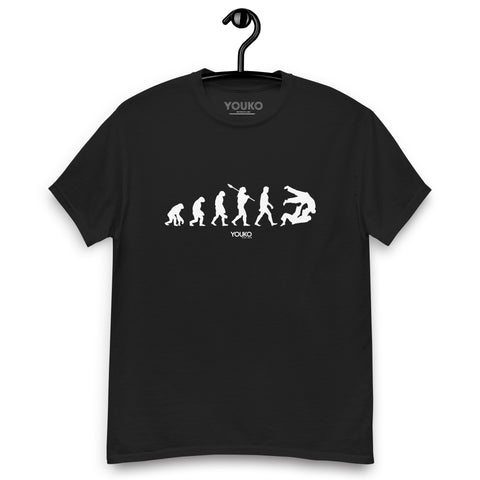 T-shirt judo noir homme, illustration judo evolution style lifestyle