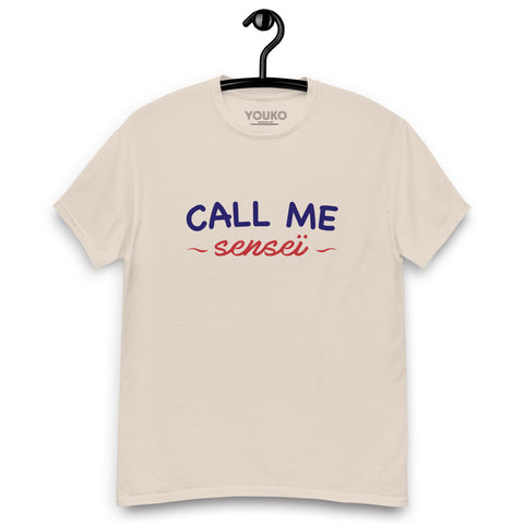 T-shirt judo beige homme, illustration judo call me sensei, style lifestyle
