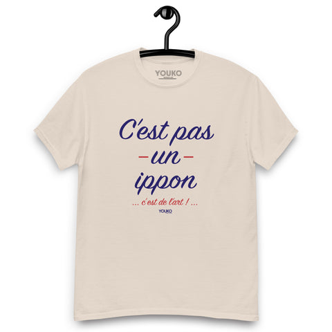 T-shirt judo beige homme porte, illustration judo nippon art, style lifestyle