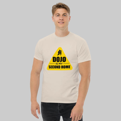 T-shirt judo beige homme porte, illustration judo is my second home, style lifestyle