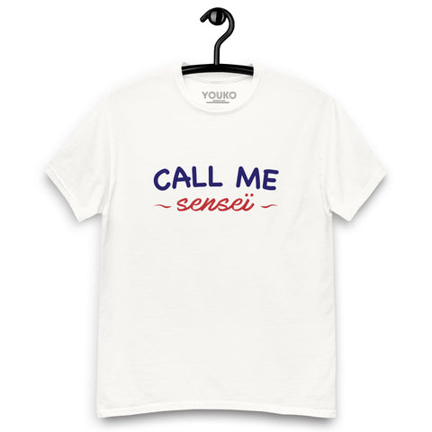 T-shirt judo blanc homme, illustration judo call me sensei, style lifestyle