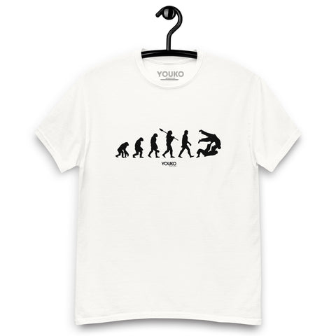 T-shirt judo blanc homme, illustration judo evolution style lifestyle