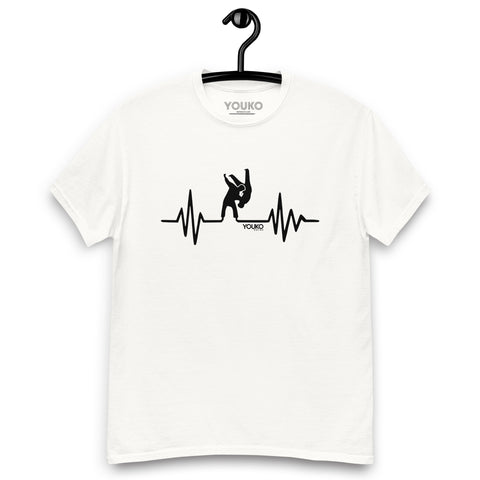 T-shirt judo blanc homme, illustration judo heartrate, style lifestyle
