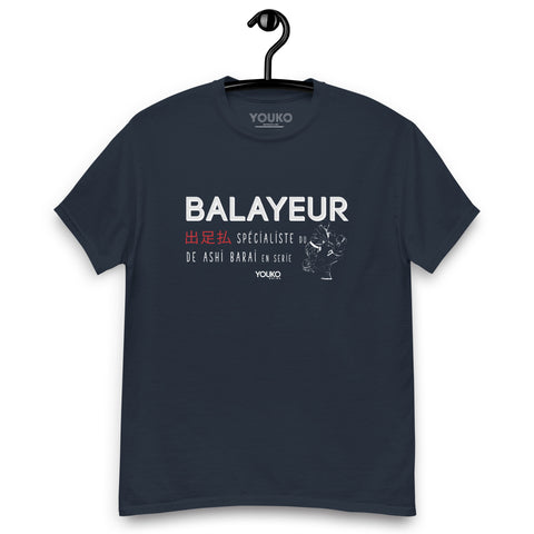 T-shirt judo navy homme, illustration balayeur, style lifestyle