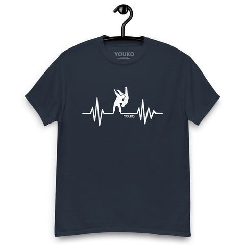T-shirt judo navy homme, illustration judo heartrate, style lifestyle