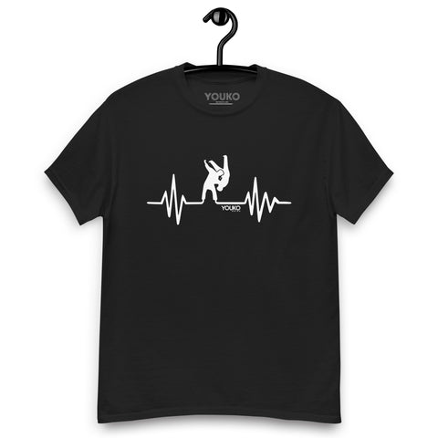 T-shirt judo noir homme, illustration judo heartrate, style lifestyle