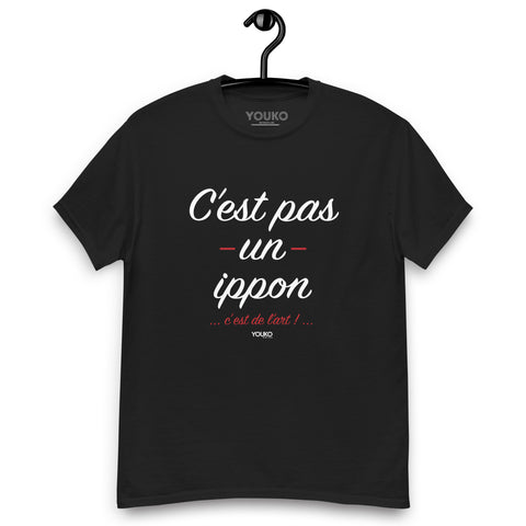T-shirt judo noir homme, illustration judo ippon art, style lifestyle